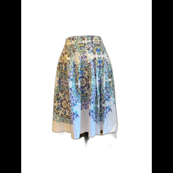 Talbots Womens Floral Skirt Plus Size 14 Pleated Fitted Purple  GORGEOUS - Picture 1 of 11